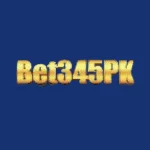 Gold text logo of Bet345PK game on a blue background.