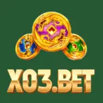 X03 Game golden logo with coins on a green background.