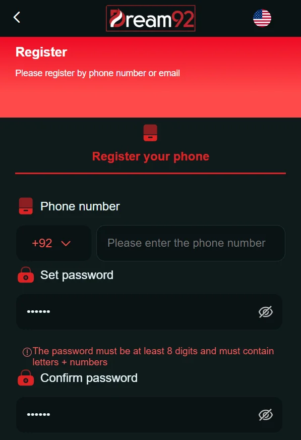Dream92 Game register process