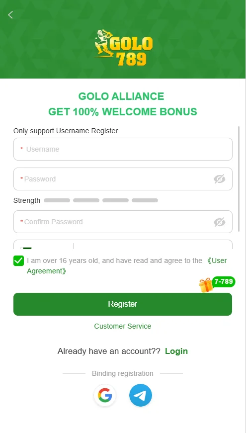 Golo789 Game register process