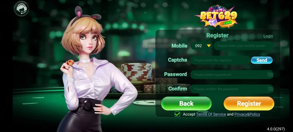 Bet629 Game login and register
